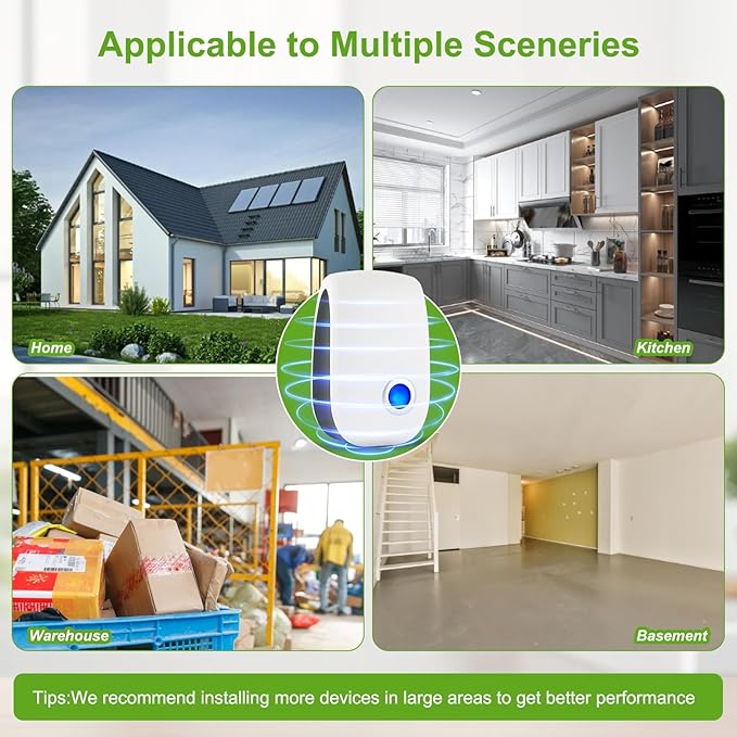 Upgraded Ultrasonic Pest Control Repeller Pest Control Electronic Pest Repellent Plug in Indoor for Rodents Mice Cockroach Bug Roach Mosquitoes Insects Spiders 6 Packs