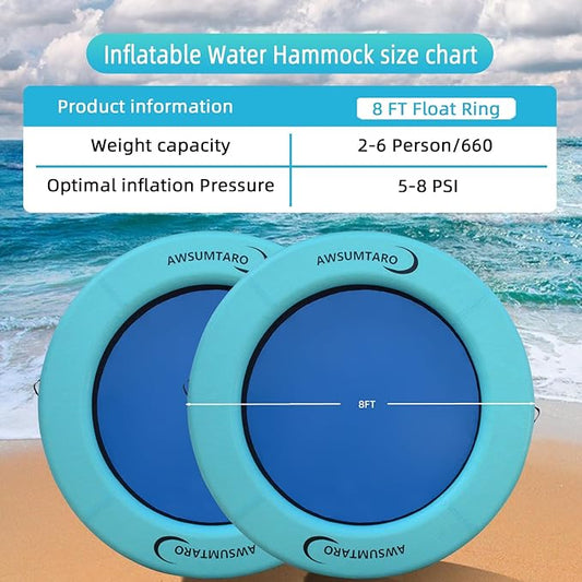 Inflatable Water Hammock, Suitable for Lakes, Pools, Beaches, Rivers, Adult Parties, Round Inflatable Dock