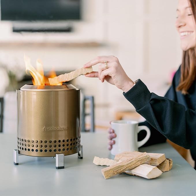 Solo Stove Mesa, 5.1 Inch Tabletop Fire Pit with Stand - Smokeless, Stainless Steel Fire Pit for Camping, Outdoor & Patio- Wood Burning or Pellet Fueled Portable Bonfire, 1.4lbs, Bronze