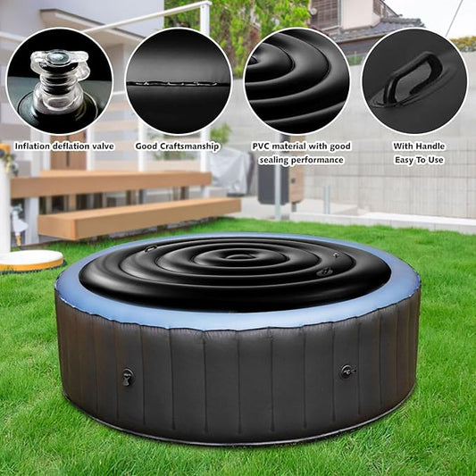 4.75 FT Inflatable Hot Tub Cover with Handle,Energy Saving Lid for Round Hot Tub,Outdoor Inflatable Hot Tub,Inflatable Insert Insulated Lid Replacement
