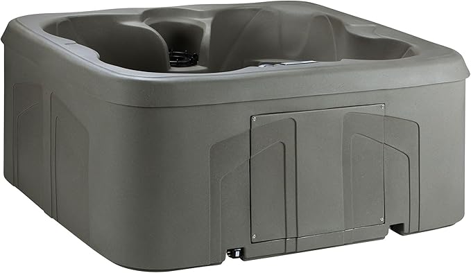 LifeSmart 4-Person Hot Tub – Outdoor Spa with 13 Jets, LED Lights, Cover & Side Step – Taupe-Colored Above-Ground Spa for Home Use