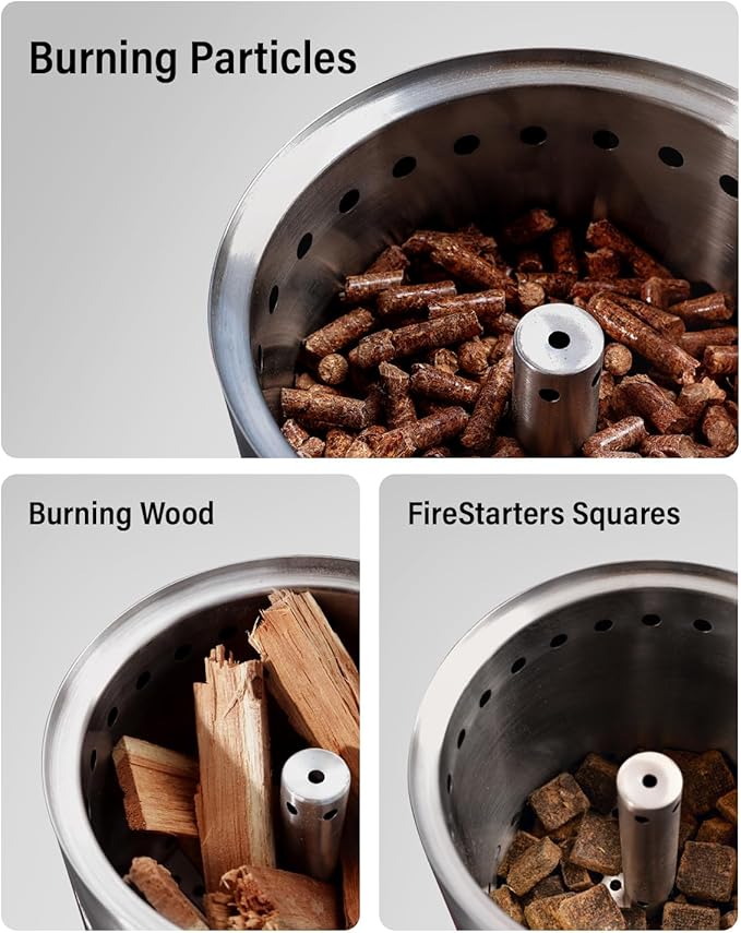 YEFU Tabletop Fire Pit 9.7 x 7.1 in, Flame Intensity Control Camping Stove for Outdoor & Patio, Fueled by Pellets or Wood, Safe Burning Table Top Firepit, with Travel Bag & 2 Mini Sticks, Green