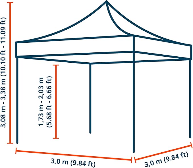 TOOLPORT 10x10 ft PES 700 Pop up Canopy Tent Economy Aluminium 1.3 in., incl. 2 Sidewalls with Panorama Windows, Red
