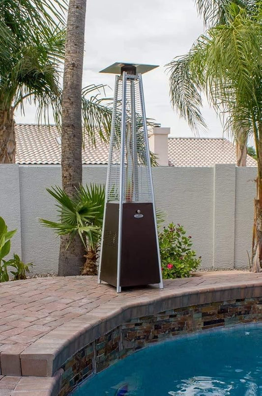Avenlur Outdoor Patio Pyramid Heater - 48,000 Btu, Portable, Propane, W/Wheels, Protective Cover (Hammered Bronze)