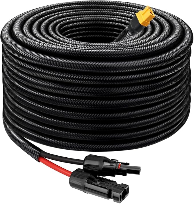 MOOKEERF Solar to XT60 Cable 10AWG 100FT Solar Connector to XT60 Adapter Cable for Solar Panel to Battery RV Portable Power Station Solar Generator - 100 Foot