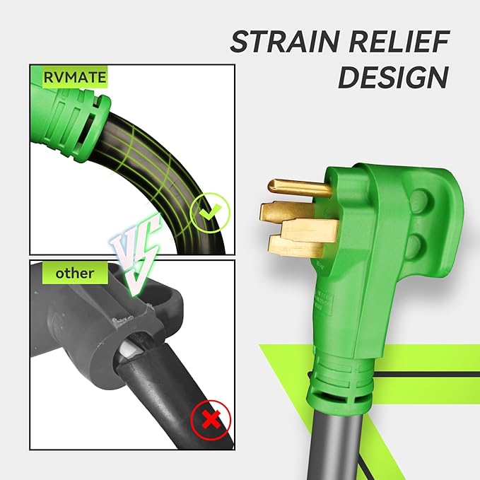 RVMATE 50 Amp 75 Feet RV/EV Extension Cord, Easy Plug in Handle, 14-50P to 14-50R with LED Indicator, ETL Listed