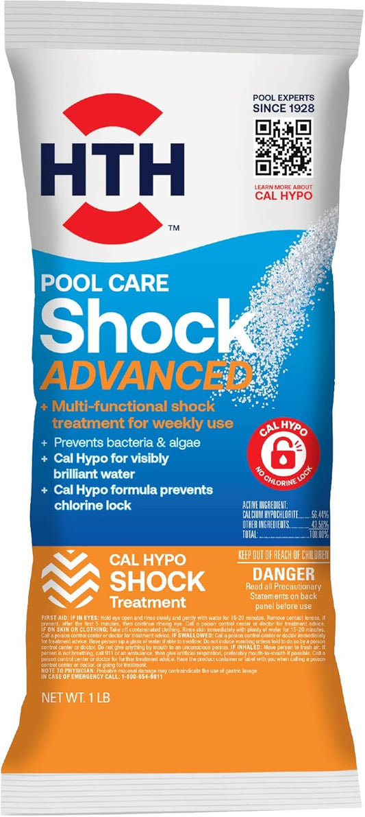 HTH 52035 Swimming Pool Care Shock Advanced, Swimming Pool Chemical, Cal Hypo Formula, 1lb