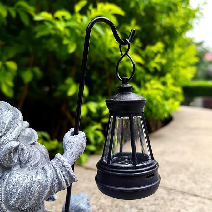 Bezseili Garden Gnome Statue Riding Turtle - Garden Gnomes Decorations with Solar LED Lights, 7.9" Outdoor Resin Figurine Ornament for Patio, Yard, Funny Lawn Decor (Gray)