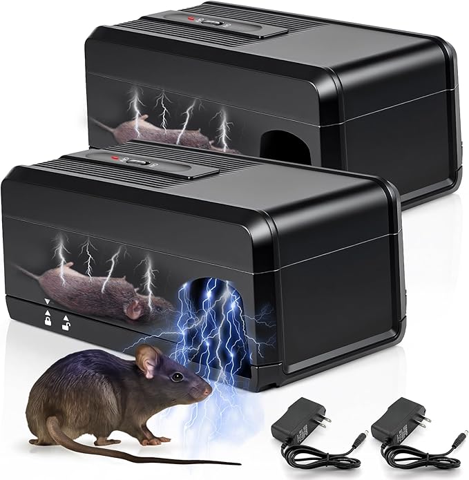 2 Pack 2025 Upgraded Electronic Mouse Trap,Electric Mouse Trap Zapper,Mice Traps for House Indoor Kill, Reusable and No Touch Mice Rat Mouse Control for Indoor Outdoo Use