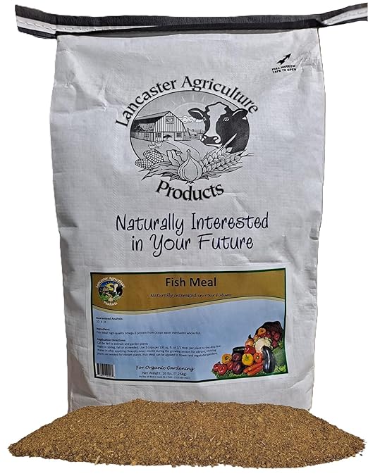 Fish Meal Fertilizer 16 Pounds for Vegetable Gardens, Flower Beds, Outdoor Plants, Trees & Shrubs - Ideal Nutrient-Rich Blend for Healthy Growth & Vibrant Blooms - Lancaster Agriculture Products