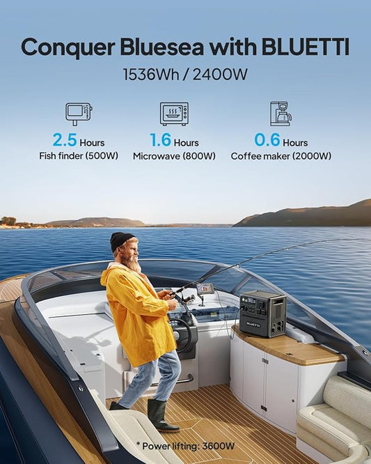 BLUETTI Pioneer 150 (AC240) Portable Power Station, 1536Wh Expandable to 10136Wh, 2400W LFP Battery, IP65 Water Resistant Solar Generator, 0-80% in 45 Min, Emergency Power for Camping, Home, RV Life
