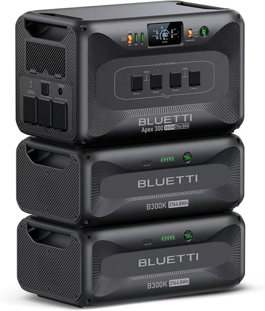 BLUETTI Apex 300 Solar Generator & 2 B300K, 8294.4Wh LFP Battery Backup with 6 3840W AC Outlets (7680W Surge), 120V/240V Dual Voltage Output, Modular Power for Home, RV and Emergencies