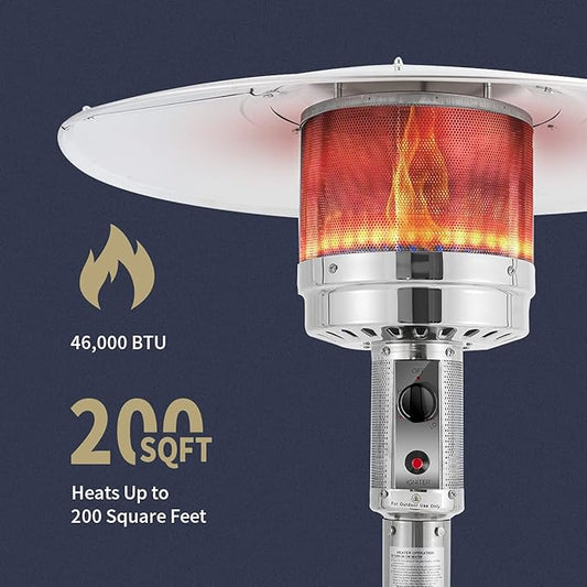 46,000 BTU Propane Outdoor Patio Heater for Residential or Commercial Use 87 Inches Stainless Steel