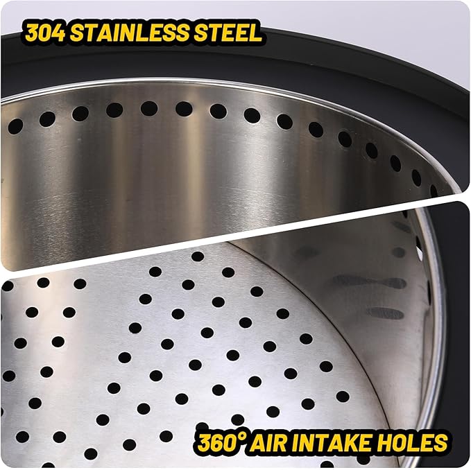 26 Inch Smokeless Fire Pit with Removable Ash Pan, Includes Fire Poker, Waterproof Cover, and Carrying Bag, Wood Burning Outdoor Fire Pits Table for Patio, BBQ, Camping, and Bonfire Nights