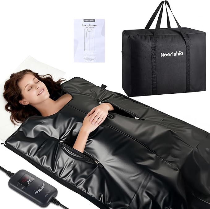 Portable Infrared Sauna Blanket, Portable Design, Relaxation and Detox Washable & Foldable with Carrying Bag and Remote Control, 88-158℉, 10-60 Minutes Timer, (6 x 2.62) FT