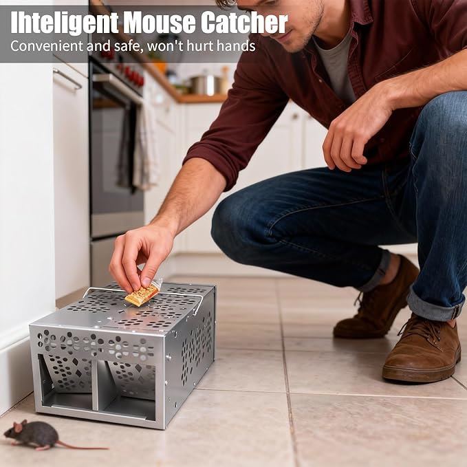Eaglever Mouse Trap, Eaglever Rat Trap, Stainless Steel Automatic Mousetrap, Automatic Rat Trap, Automatic Mouse Trap, Easy to Set Mice Catcher for Indoor and Outdoor (New Upgraded Version(1 PCS))