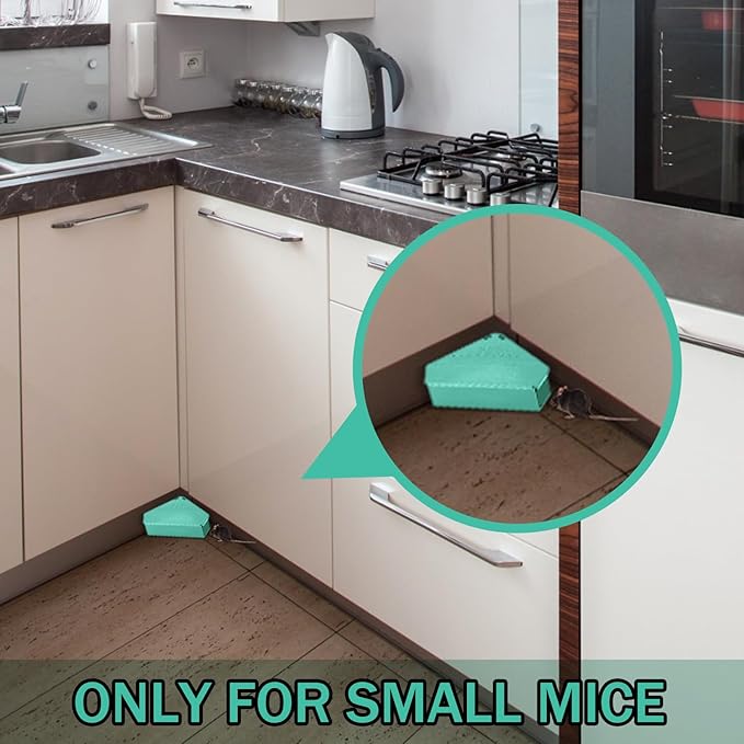 Qualirey 36 Pcs Mice Station with Key Triangle Bait Station Reusable Rodent Trap Bait Box, Keeps Children and Pets Safe Indoor & Outdoor, Bait Not Included, Suitable for Small Mice (Blue)