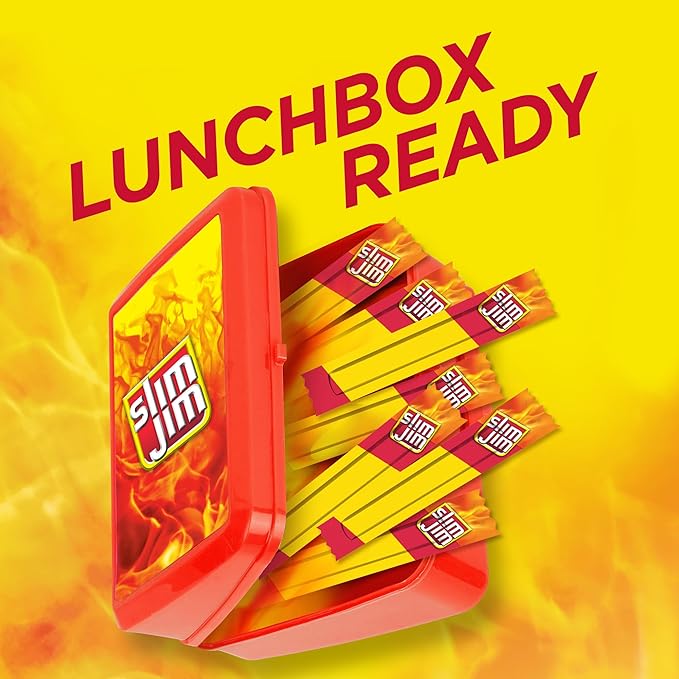 Slim Jim Smoked Meat Sticks, Original Flavor, 6g Protein Per Serving, Snack Size, Valentine's Day Gift For Him, 0.28 oz. (46 Count)