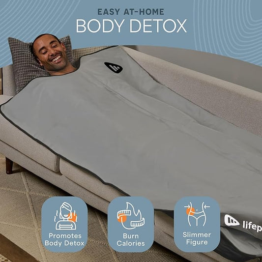 Lifepro Infrared Sauna Blanket for Detox & Relaxation – Low EMF Carbon Fiber Heating, 9 Temp Levels, 5 Colors – Portable Full Body Sauna Blanket Infrared with Waterproof Interior & Carry Bag