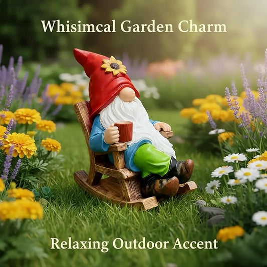 Somdzono Drinking Coffee Faceless Garden Gnome Statue Decoration - 7.2" Figurine Ornament for Indoor Outdoor Home Patio Yard Lawn - Lucky Gnome Unique Mom Birthday Gifts - Best Garden Gifts for Day