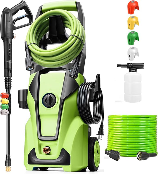 Imdot Electric Pressure Washer 5000 PSI 3.8GPM Power Washer with 33FT Hose and 4 Nozzles for Cars/Fences/Driveways/Home/Patios Cleaning, Green