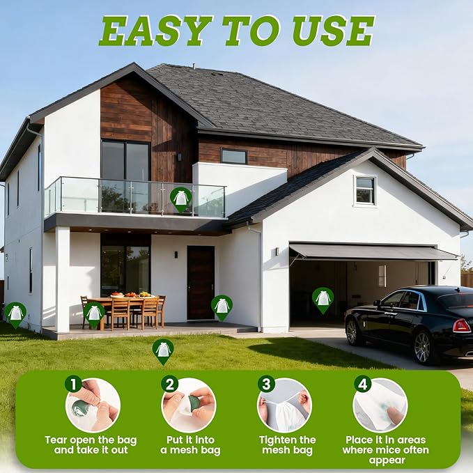 28 Pack Mouse Repellent Tablets - Natural Peppermint Oil, Rodent Repellent for Corners, Cars & Indoors/Outdoors,Safe for Family & Pets -Repels Mice, Squirrels & Spiders