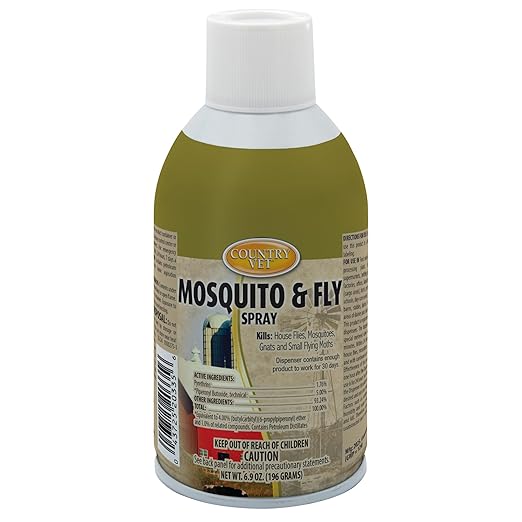 Country Vet Mosquito+Fly Metered Spray Refill (Case of 12) & Automatic Metered Dispenser (Case of 12) - 342033CVA - Great for Barns, Stables, Farms, Stalls and Outdoor Insect/Fly Prevention