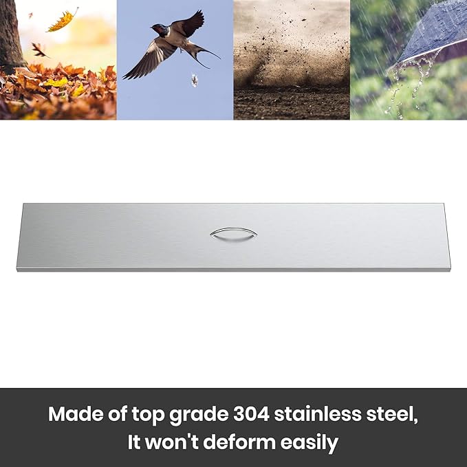 Stanbroil Fire Pit Lid Fits 48 x 6 Inches Linear Drop-in Burner Pan, Solid Stainless Steel Cover for Outside Firepit