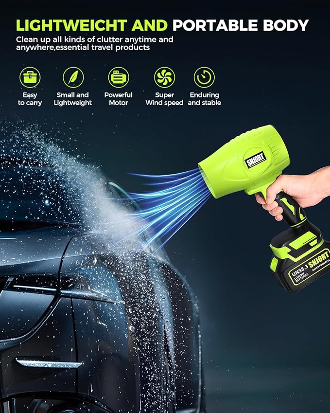 Leaf Blower Cordless with Battery and Charger, 980,000 RPM, Extended Nozzle,Lightweight Handheld Design,Blower for Patio Cleaning and Lawn Care,Birthday Gifts for Men Dad Husband Forest Green