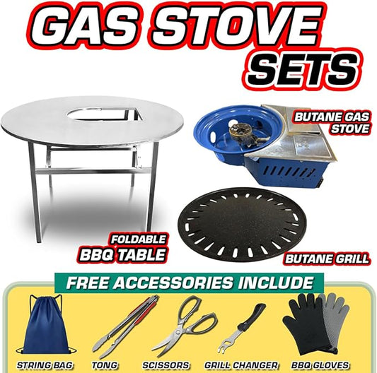 43.5" X 30" Korean BBQ Grill Foldable Outdoor Large Table Gas set