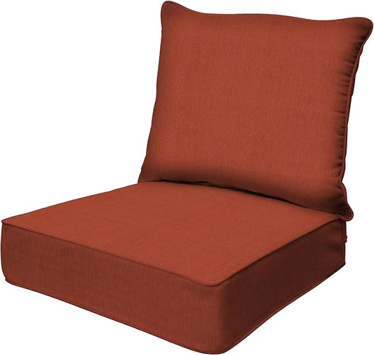 Honeycomb Outdoor Deep Seat, 24 x 23, Textured Solid Terracotta Chair Cushion for Patio Furniture