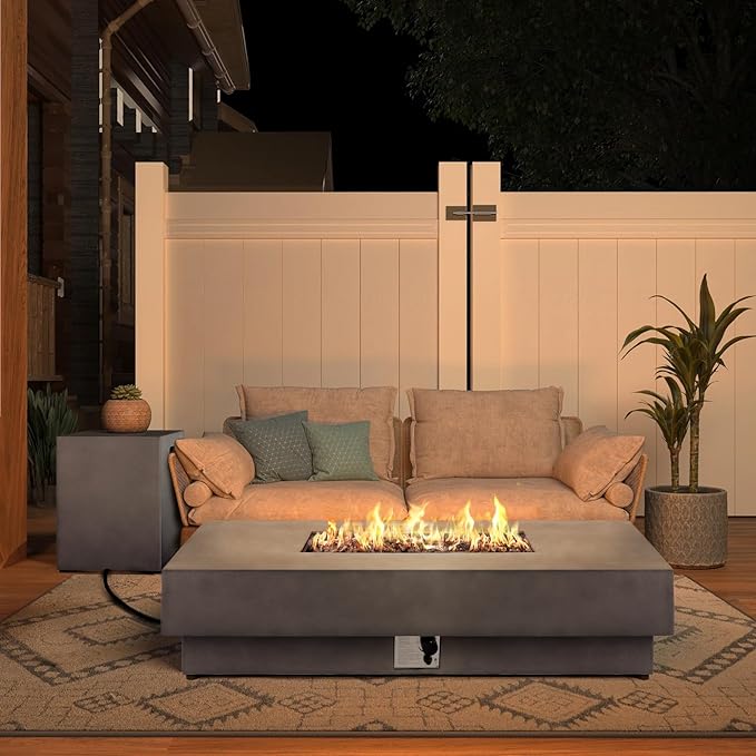 Propane Tank Cover Table, 20 LB Propane Tank Storage Box, Modern Outdoor Gas Tank Covers Hideaway Table for Propane Fire Pit and Gas, Square Tank Holder with Handles (Gray) 16'' X 20''