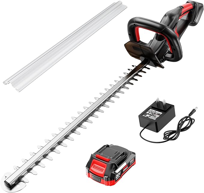 EWORK 20V 22-Inch Electric Hedge Trimmer Cordless 5/8" Cutting Capacity, Lightweight 4.3 Lbs, Battery Powered Bush Trimmer, Handheld Shrub Trimmers with Battery and Charger for Garden, Yard
