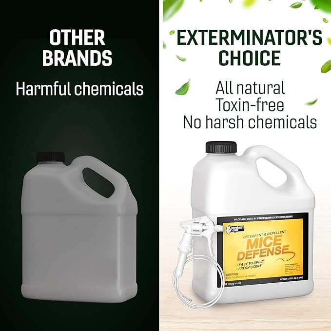 Exterminators Choice Mouse Defense Spray - 1 Gallon (128 fl oz) - Peppermint Scent - Indoor & Outdoor Use: Lawn, Garden, Attic, Garage - Safe for Kids & Pets