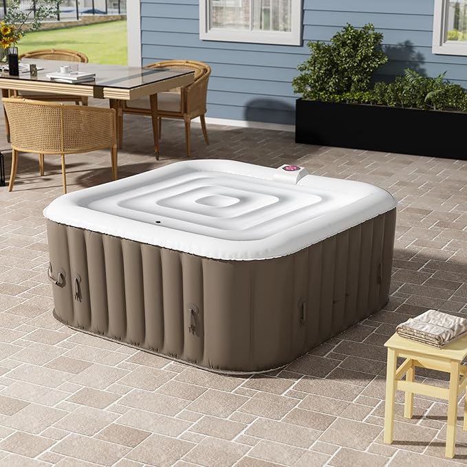 4.4Ft Inflatable Hot Tub Cover,Energy Saving Lid for Square Hot Tub,Outdoor Inflatable Hot Tub,Foldable Protective Rain Overflow Cover for Inflatable Outdoor Hot Tubs