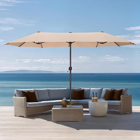 Sophia & William 13ft Outdoor Patio Umbrella for Table, Large Double-sided Umbrella for Garden, Deck, Pool, Beige