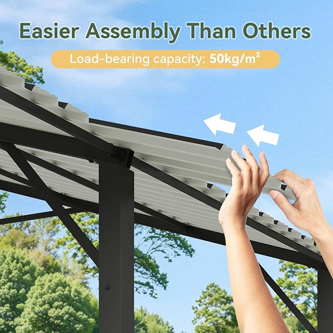 Aoxun 10x15 FT Metal Carport, Heavy Duty Carport Canopy with Reinforced Frame and Enhanced Base, Outdoor Car Canopy for Pickup Trucks, Cars, SUVs, Tractors and Boats