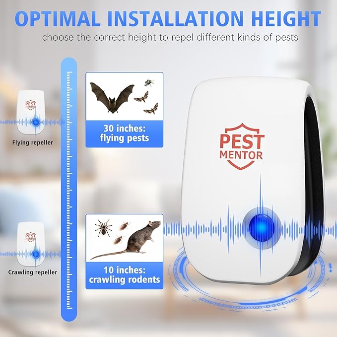 Ultrasonic Pest Repellent 10Pack, Electronic Pest Control Insect Repeller for Bugs, Roach, Rodent, Spider Mouse Repellent Pest Control Device for Home Kitchen, Bedroom