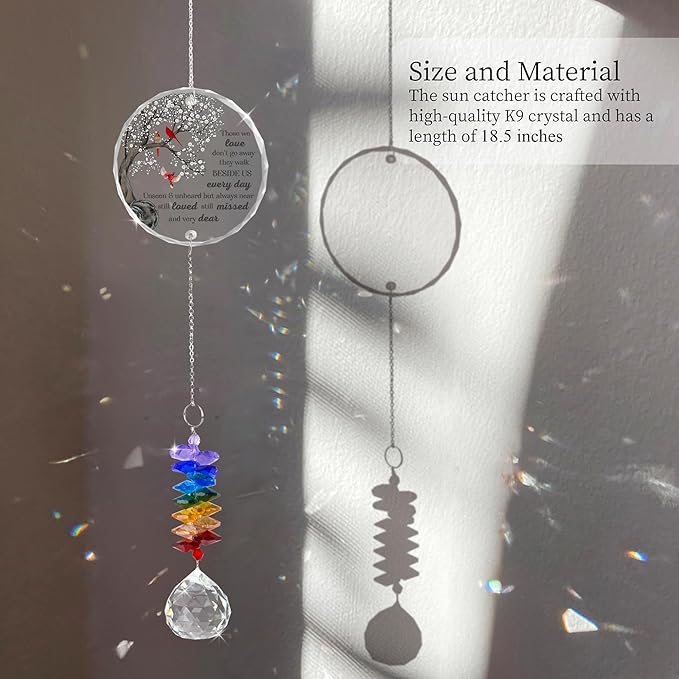 GIFTELIX Memorial Suncatcher - Sympathy Gift for Loss of Loved One - Crystal Rainbow Maker - Bereavement Keepsake - Hanging Crystal Decor - Loss of Family Friend Pet - Suncatcher Ornament