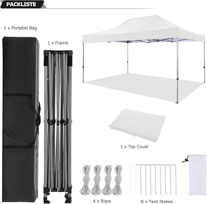 COBIZI 10x15 Pop Up Canopy Without Sidewall,Heavy Duty Canopy UPF 50+ All Season Wind Waterproof Commercial Outdoor Wedding Party Tents for Parties Gazebo with Carry Bag(10 x 15 ft White)