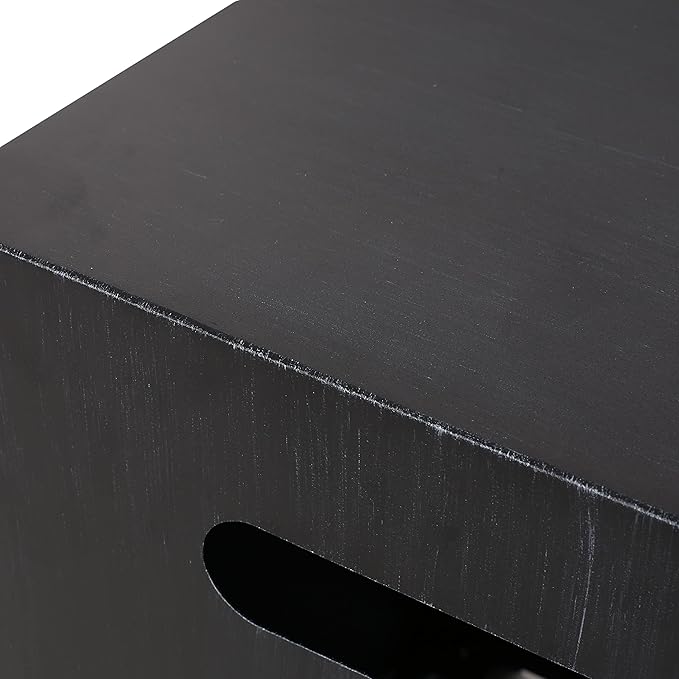 Propane Tank Cover Table for Fire Pits, 20 LB Iron Propane Tank Holder with Side Handles, Outdoor Tank Storage Side Table for Patio, Gas Griddle, Black+Silver