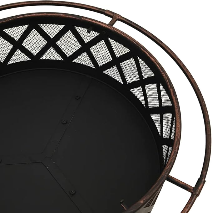 Zateety Fire Pit with Mesh Cover & Poker - 29.9" Fire Pits for Outside Wood Burning, Strong Thermal Conductivity Steel Firepit, Portable Patio Outdoor Warming Fireplace for Backyard & Gardern