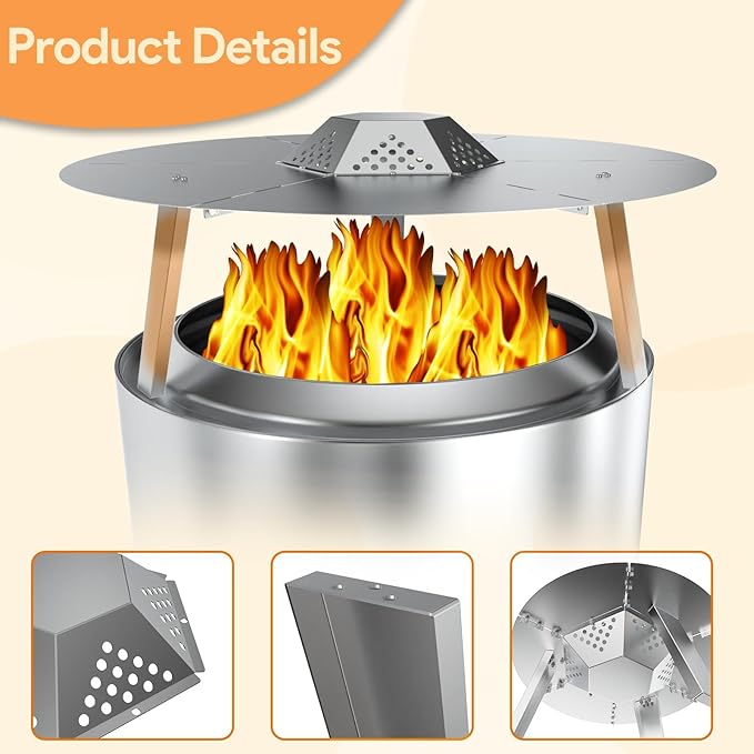 BQMAX FirePit Heat Deflector for Solo Stove Yukon 27", Portable Heat Diffuser with Carrying Handles for Solo Stove Yukon, 27 Inch Stainless Steel Heat Deflector for Solo Stove Yukon Accessory