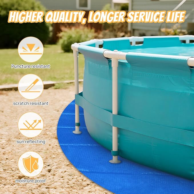 Pool Liner Pad for Above Ground Pools, 12 FT Round Pool Pad, Puncture Protection Mat, Extend Swimming Pool Liner Life, Durable PE Material