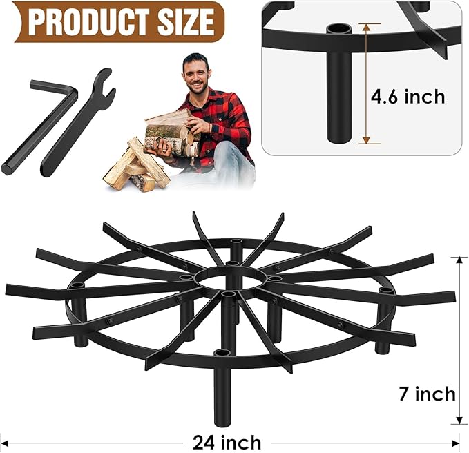 26in Wagon Wheel Firewood Grate for Fire Pit - fire Pit Grate, Heat Resistant,fire Pit Grate is Perfect for Campfires and fire pits (Round 26in)