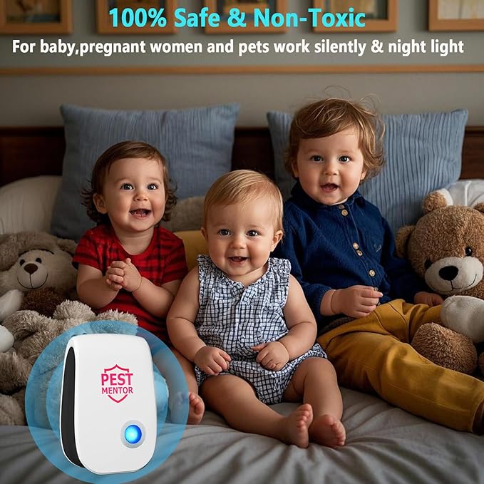 Ultrasonic Repeller & Insect Indoor Repeller, Ultrasonic Plug in Repellent for Roach, Rodent, Mouse, Bugs, Mosquito, Mice, Spider, Ant, Electronic Pest Deterrent, 10 Packs