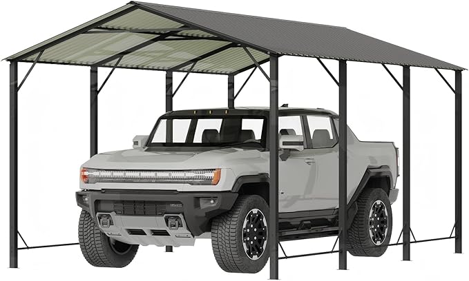 Aoxun 10x15 FT Metal Carport, Heavy Duty Carport Canopy with Reinforced Frame and Enhanced Base, Outdoor Car Canopy for Pickup Trucks, Cars, SUVs, Tractors and Boats