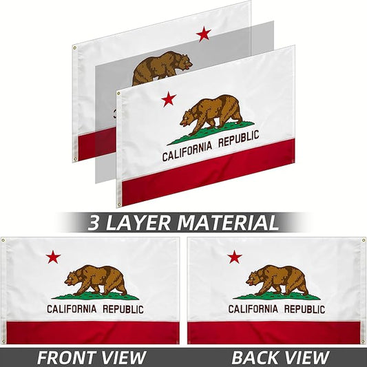 California State Flag | 3x5 Ft | Double ToughWeave Series Double Sided Embroidered Spun Polyester | Embroidered Design, Indoor/Outdoor, Brass Grommets, Heavy Duty, 3-ply