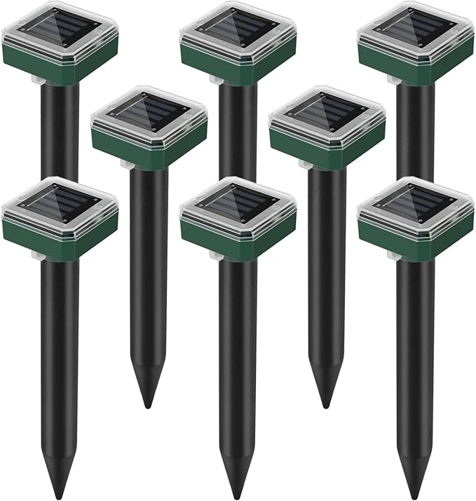 8 Pack 2025 Upgraded Solar Ultrasonic Animal Repellent Outdoor – Motion Activated Deer, Squirrel, Cat, Raccoon, Dog & Rat Deterrent with Ultrasonic Sweep for Garden Yard