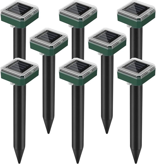 8 Pack 2025 Upgraded Solar Ultrasonic Animal Repellent Outdoor – Motion Activated Deer, Squirrel, Cat, Raccoon, Dog & Rat Deterrent with Ultrasonic Sweep for Garden Yard